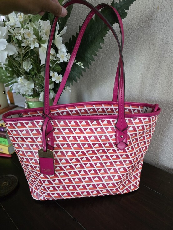 Handbags - Ralph Lauren Pink Geometric Tote Bag